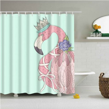 rideau pour salle de bain flamant rose