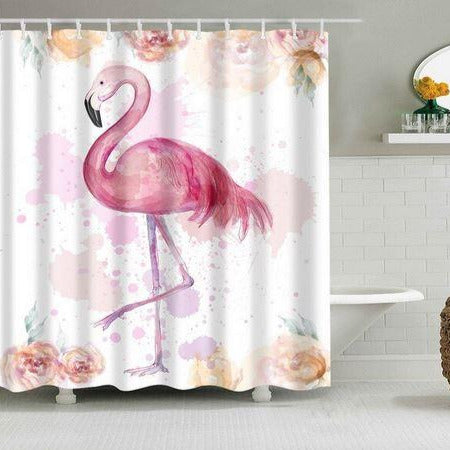 rideaux de douche flamant rose