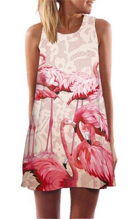 robe courte flamant rose