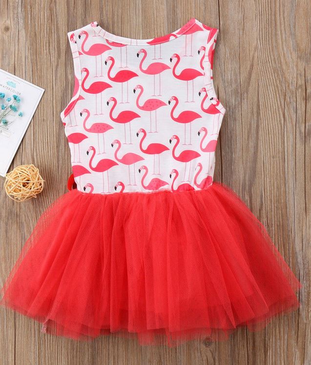 robe blanche flamant rose rouge