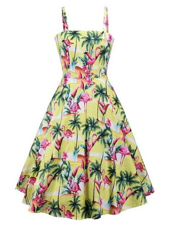 robe flamant rose exotique pin up
