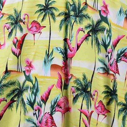 tissu flamant rose tropical pour robe pin up