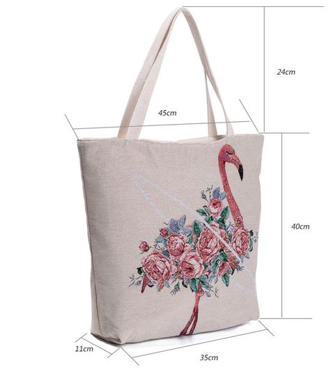 Sac Flamant Rose Broderie Bisous
