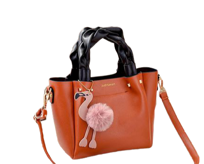 sac flamant rose camel noir femme porté main épaule