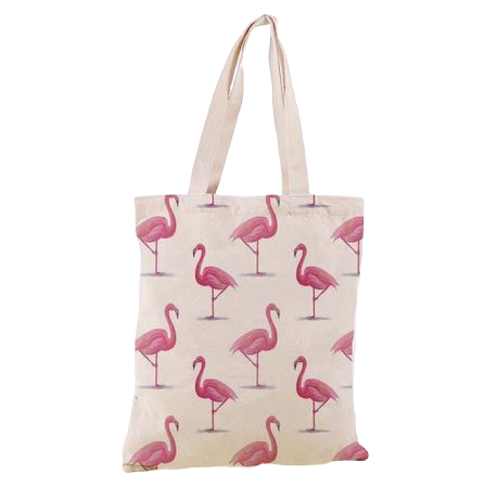 sac cabas en toile flamant rose pour les vacances