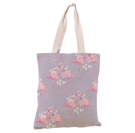 sac cabas en toile pour le shopping flamant rose
