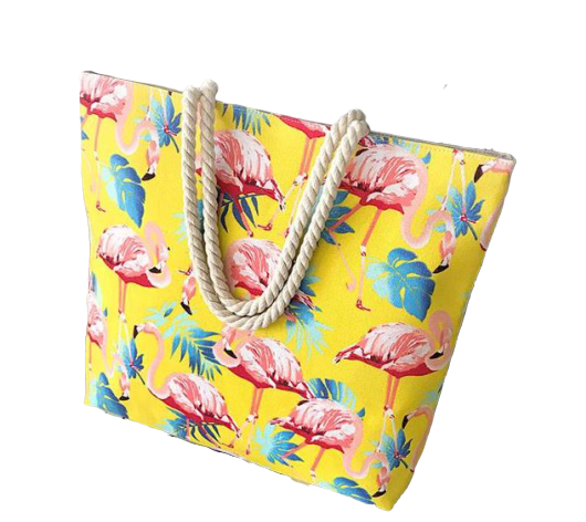 sac pour la plage en toile solide joli flamant rose
