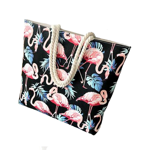 grand sac en toile pour l'été flamant rose