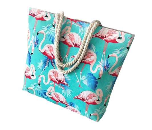 sac flamant rose pour la piscine bleu turquoise  en toile solide pas cher