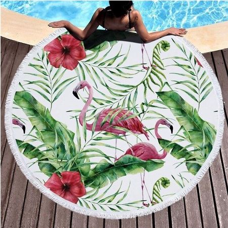 serviette eponge flamant rose