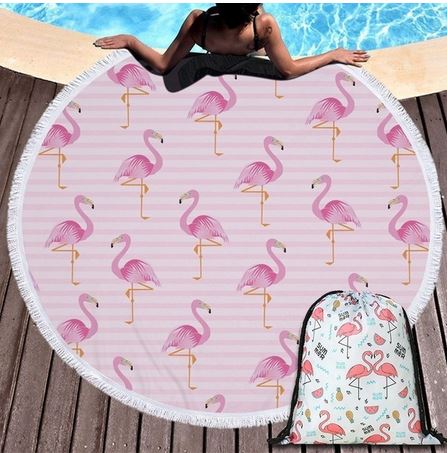 serviettes de plage ronde avec flamant rose