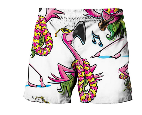 short de bain flamant rose humoristique