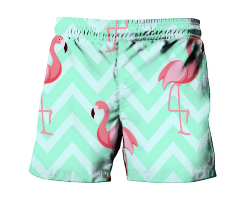 short de bain rayures flamant rose