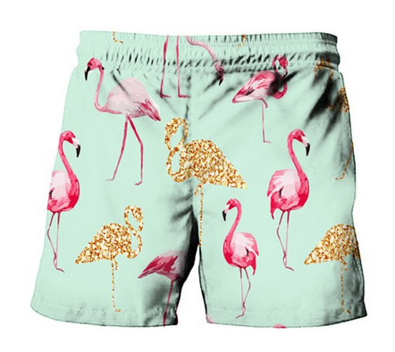 short de bain flamant rose or brillant