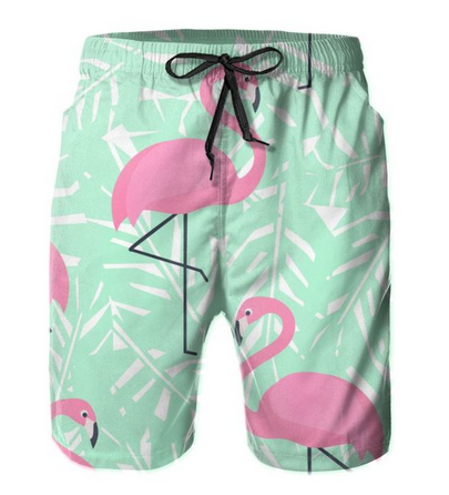 short long de plage pour homme flamant rose