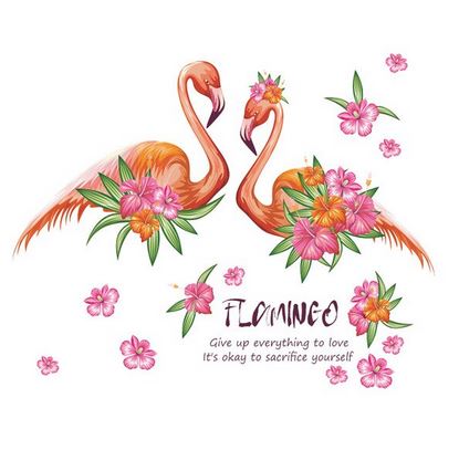 sticker flamant rose pour mur interieur flamingo