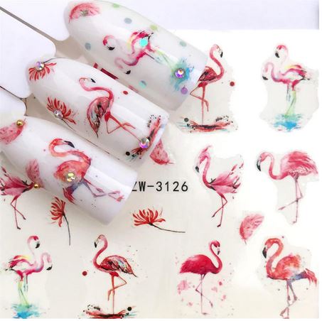 stickers flamant rose pour ongles
