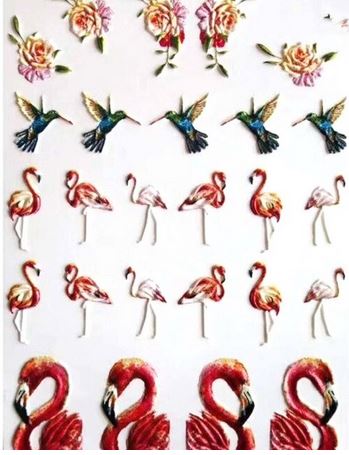 stickers 3d flamant rose ongles 