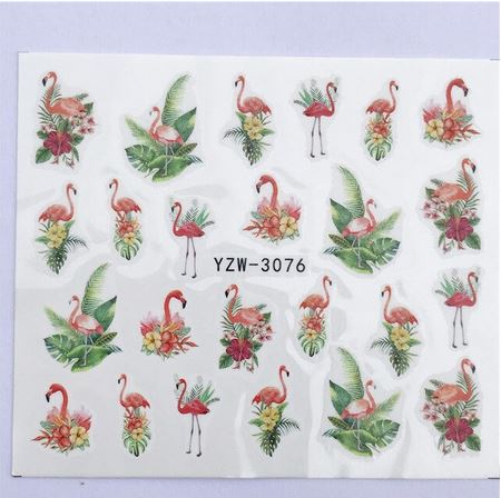 planche stickers pour ongles flamant rose