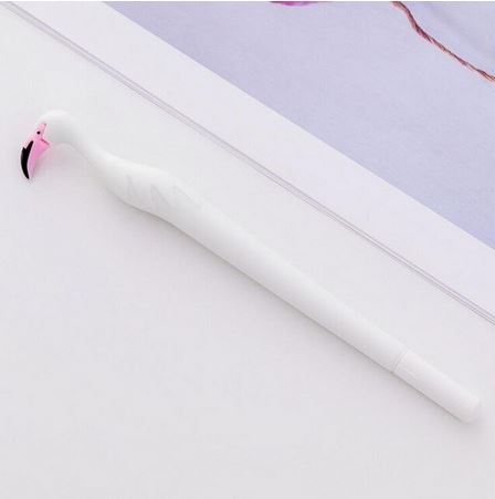 stylo en forme de flamant rose blanc