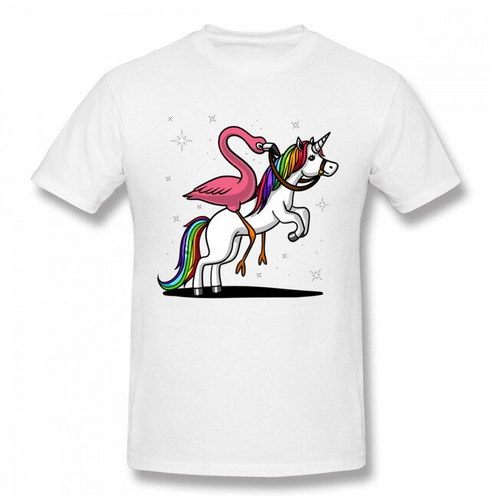 tee shirt blanc homme flamant rose