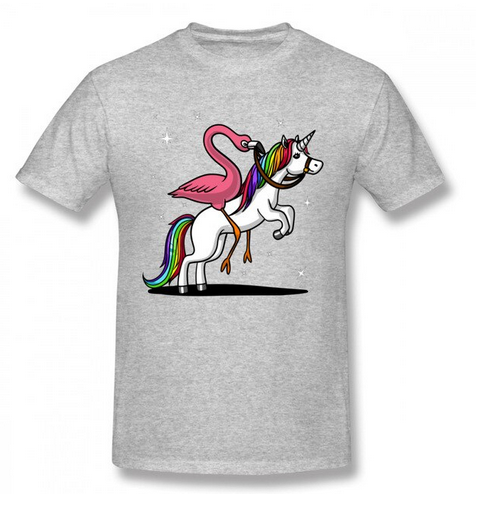 t shirt gris flamant rose
