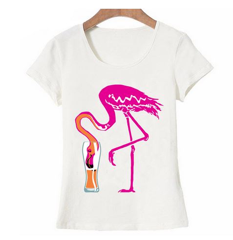 t-shirt femme avec flamant rose humour cocktail apero