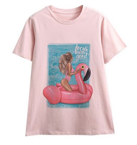 t-shirt top femme flamant rose pas cher