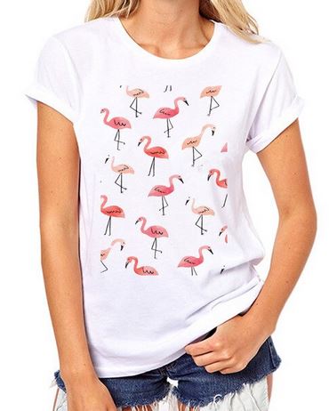 joli t-shirt pour femme avec flamants roses