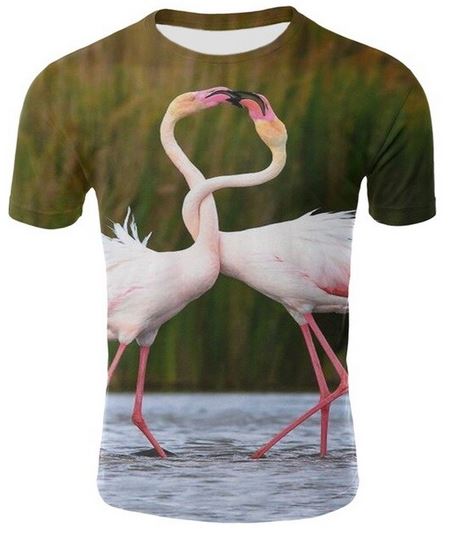 t-shirt avec flamant rose photo realiste homme