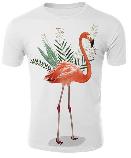 t-shirt flamant rose realiste homme