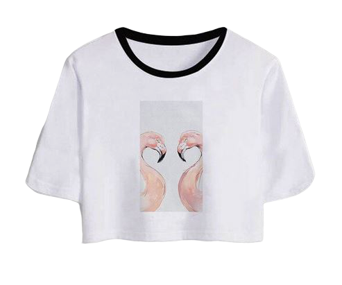 t-shirt crop top flamant rose jumelle bff blanc