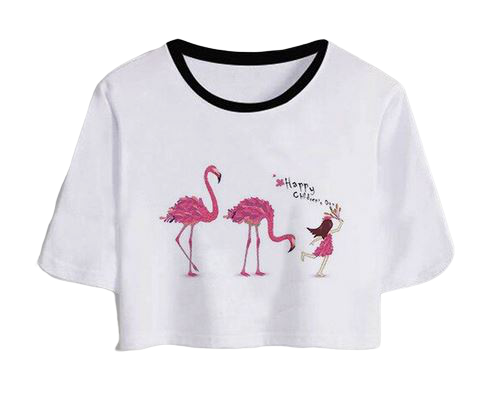 t-shirt crop top flamant rose tendance message humour