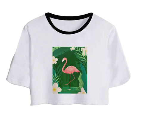 t-shirt croc top court flamant rose tendance