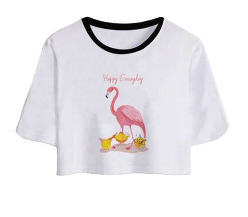 t-shirt crop top flamant rose bébé mode