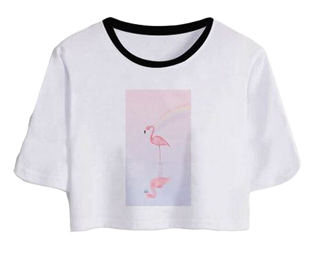 croc top t shirt blanc flamant rose fille femme