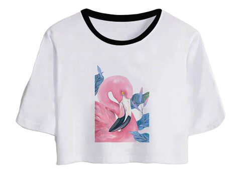 t-shirt croc top flamant rose tete