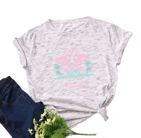 t-shirt flamant rose fille gris