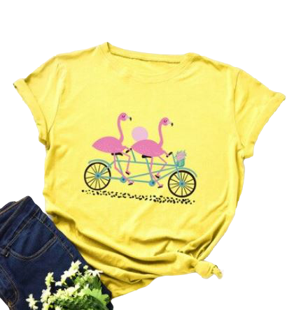 t-shirt flamant rose fille femme jaune poussin fluo ete tendance