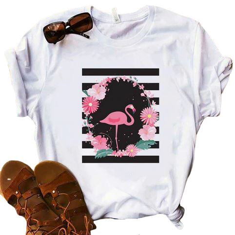 t-shirt motif flamant rose chic tendance femme