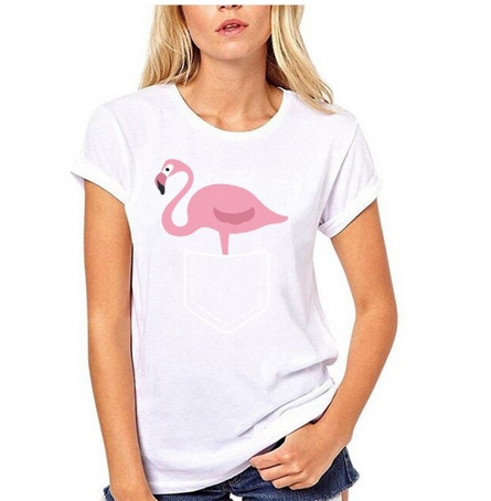 t-shirt avec flamant rose pour femme