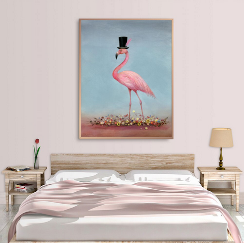 tableau flamant rose rigolo