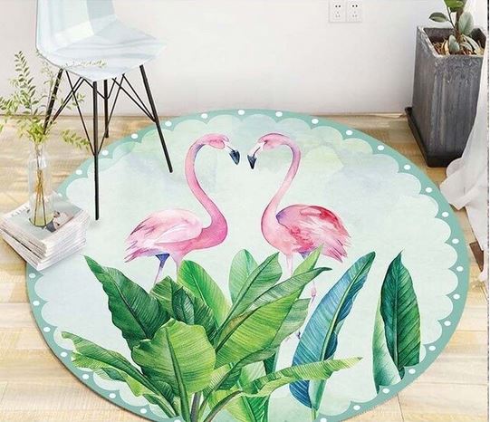 tapis flamant rose rond pas cher