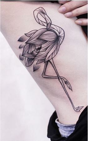 Tatouage Flamant Rose Noir & Blanc