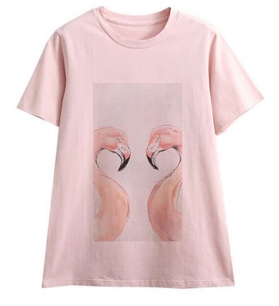 tee shirt femme flamant rose duo face a face pas cher