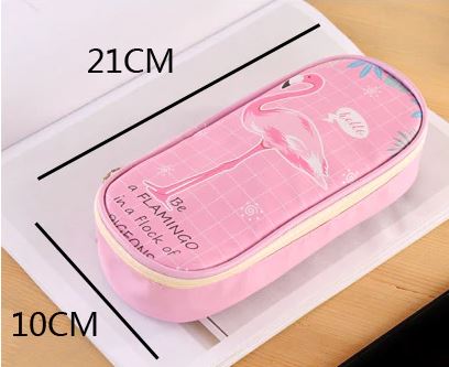 trousse scolaire flamant rose simili cuir