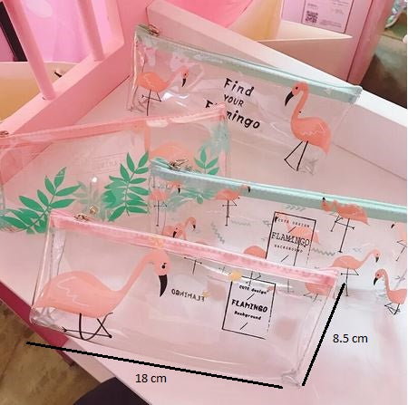 Trousse Transparente Flamant Rose Jungle