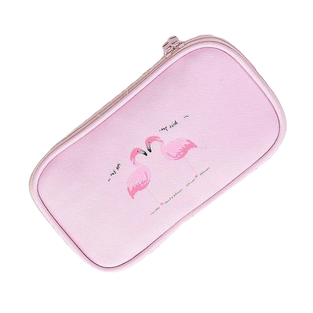 trousse flamant rose cuir fille avec compartiment pour stylo