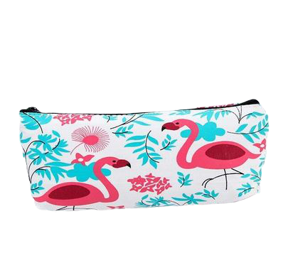 trousse avec flamant rose couleur flashy bleu turquoise