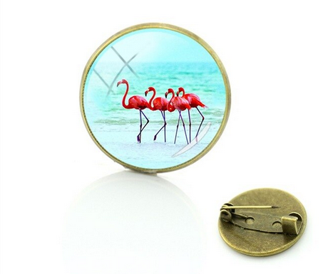 broche flamant rose cuivre
